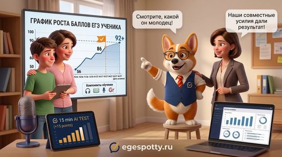 Родитель и Spotty у графика роста баллов ученика